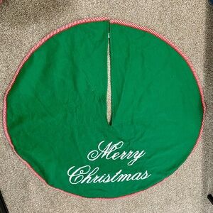 Green Christmas Tree Skirt with Red Trim